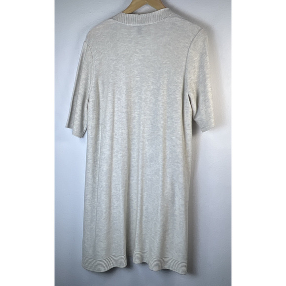 Eileen Fisher Cardigan Sweater Neutral Open Front Pockets Large wool womens - Picture 6 of 9